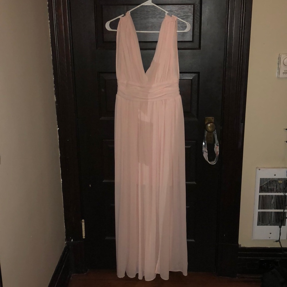 Blush pink long gown bridesmaid dress size small